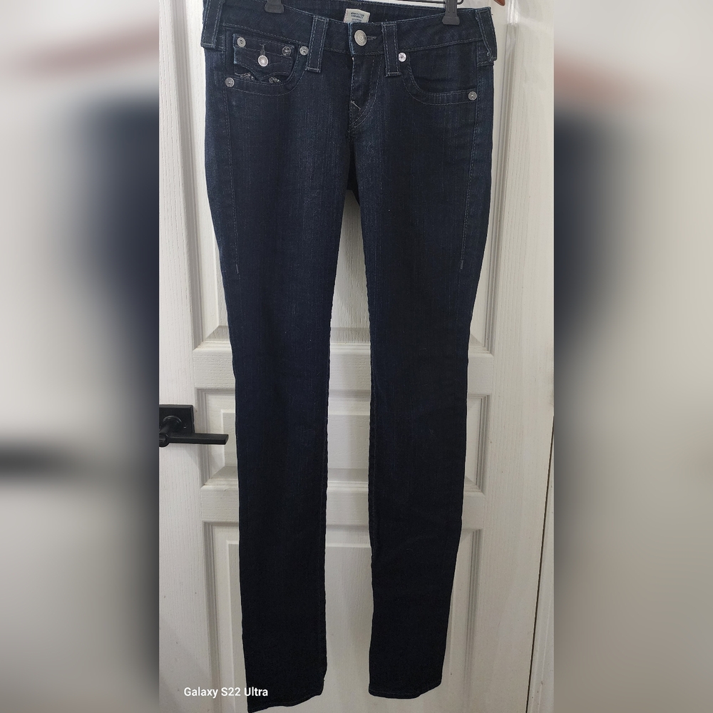 True Religion Blue Skinny Jeans Dark Wash